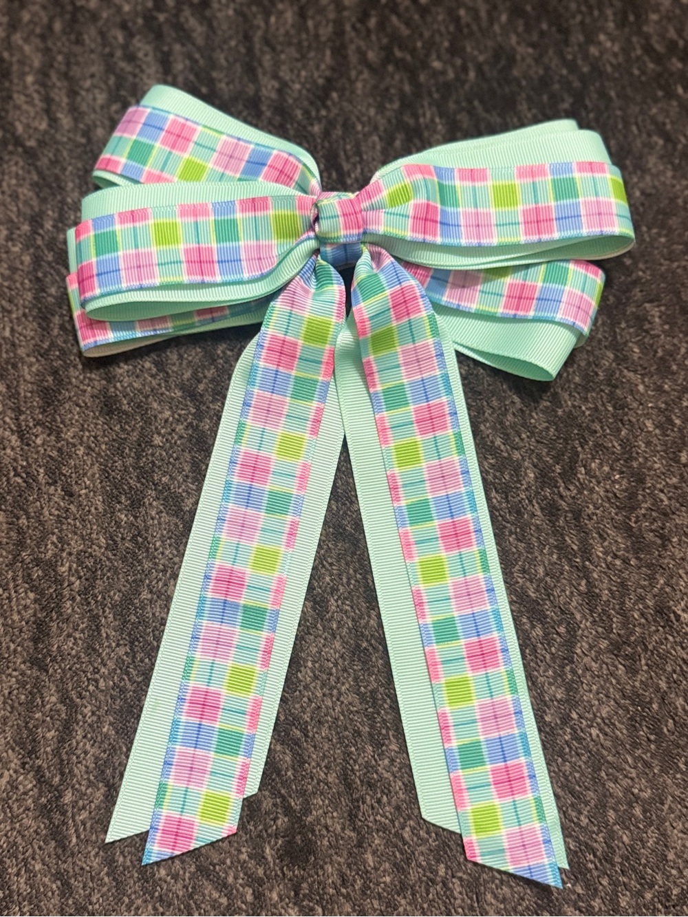 Kids Pastel Plaid Hair Bow